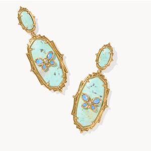 Dolly Parton x Kendra Scott Elle Butterfly Vintage Gold In Sea Green Chrysocolla